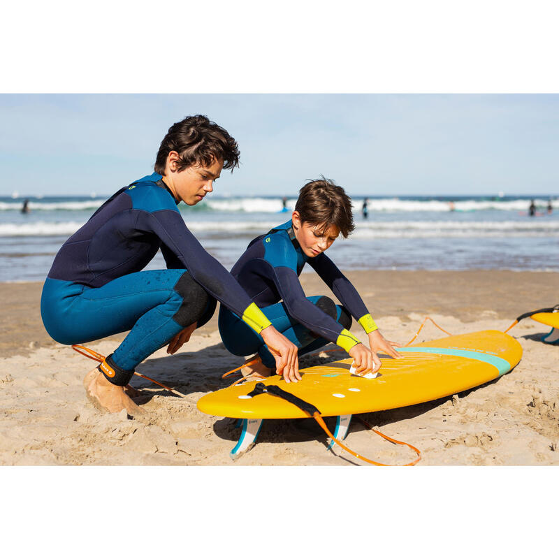 Combinaison SURF 500 Néoprène 4/3 mm enfant bleu jaune