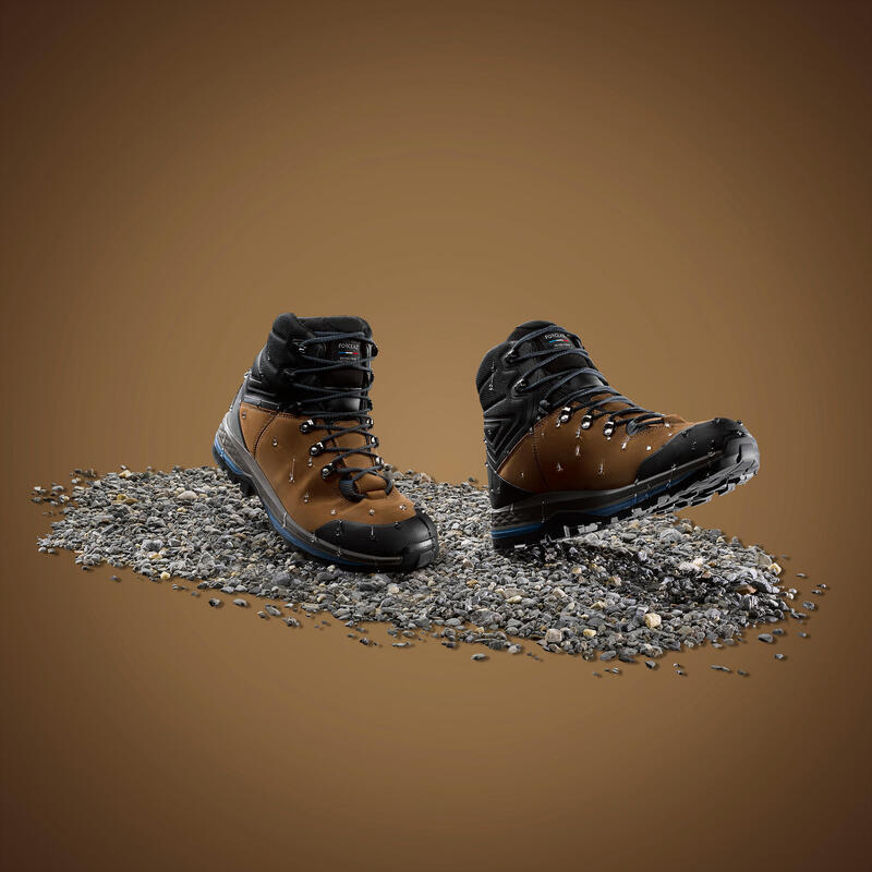 Pánské turistické kotníkové kožené nepromokavé boty MT 100 