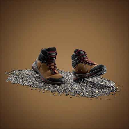Ботинки для треккинга в горах кожаные водонепроницаемые женские MT100 