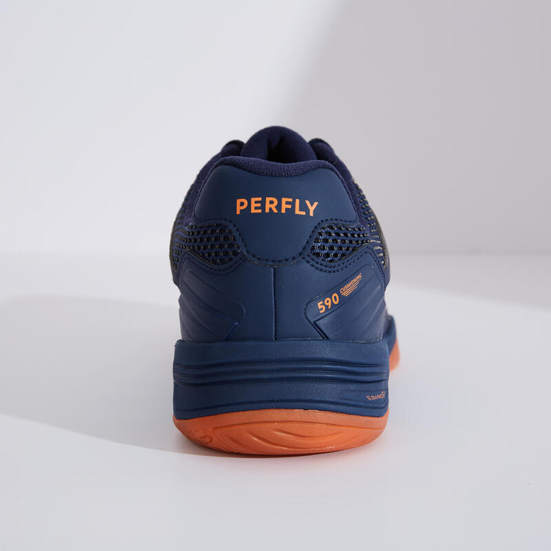 PÁNSKÉ BADMINTONOVÉ BOTY BS590 MAX CONFORT MODRO-ORANŽOVÉ 