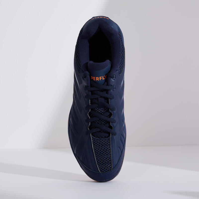 PÁNSKÉ BADMINTONOVÉ BOTY BS590 MAX CONFORT MODRO-ORANŽOVÉ 