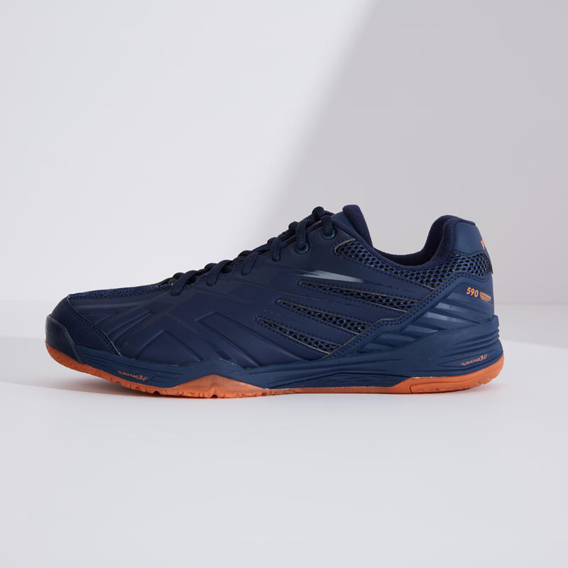 MEN BADMINTON SHOES MAX COMFORT BS 590 NAVY ORANGE Decathlon