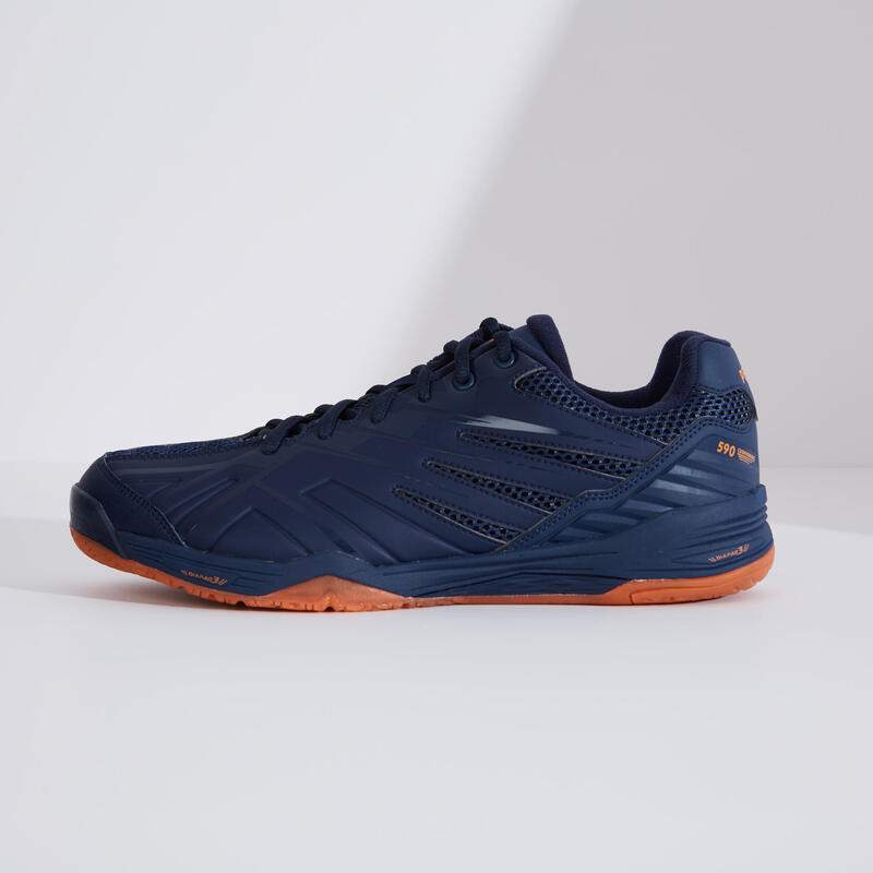 PÁNSKÉ BADMINTONOVÉ BOTY BS590 MAX CONFORT MODRO-ORANŽOVÉ 