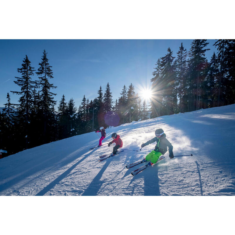 VESTE DE SKI ENFANT CHAUDE ET IMPERMEABLE 500 ROUGE ET BORDEAUX