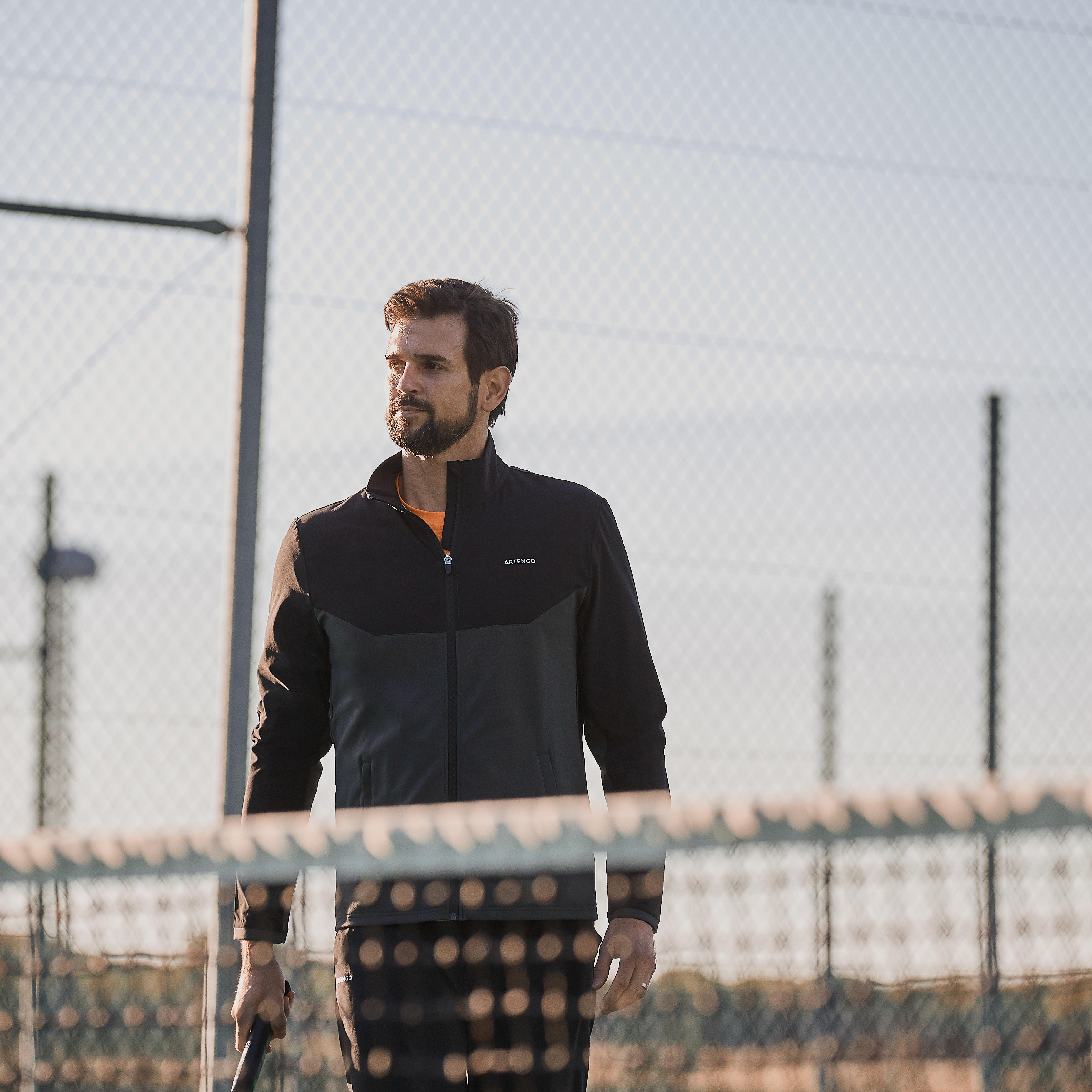 Veste de tennis homme - Essential noir/gris - ARTENGO