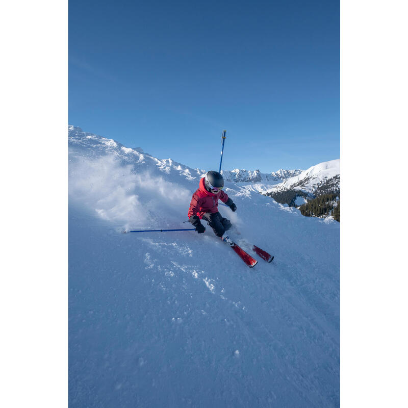 VESTE DE SKI ENFANT CHAUDE ET IMPERMEABLE 500 ROUGE ET BORDEAUX