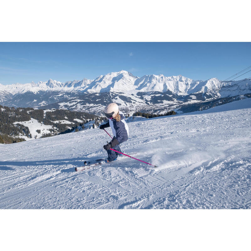 CASACO DE SKI QUENTE E IMPERMEÁVEL - 500 CRIANÇA BRANCO E AZUL