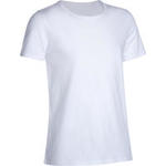 Domyos Recycled T-shirt met korte mouwen voor gym jongens 100 gemêleerd grijs/opdruk