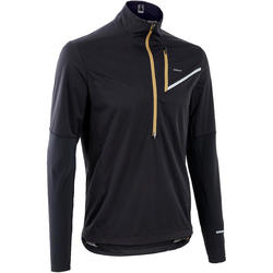Maillot veste softshell manches longues trail running homme noir bronze