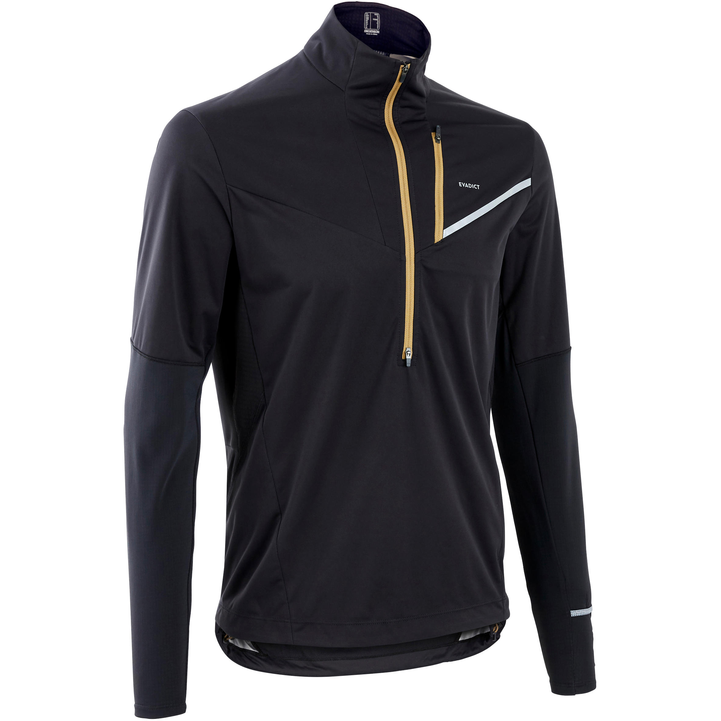 Maglia manica lunga trail uomo SOFTSHELL nero-bronzo EVADICT | DECATHLON