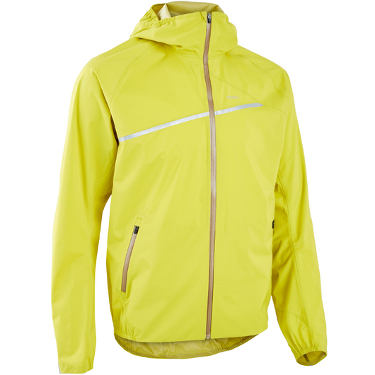 VESTE IMPERMEABLE PLUIE DE TRAIL RUNNING MANCHES LONGUES  HOMME VERT JAUNE