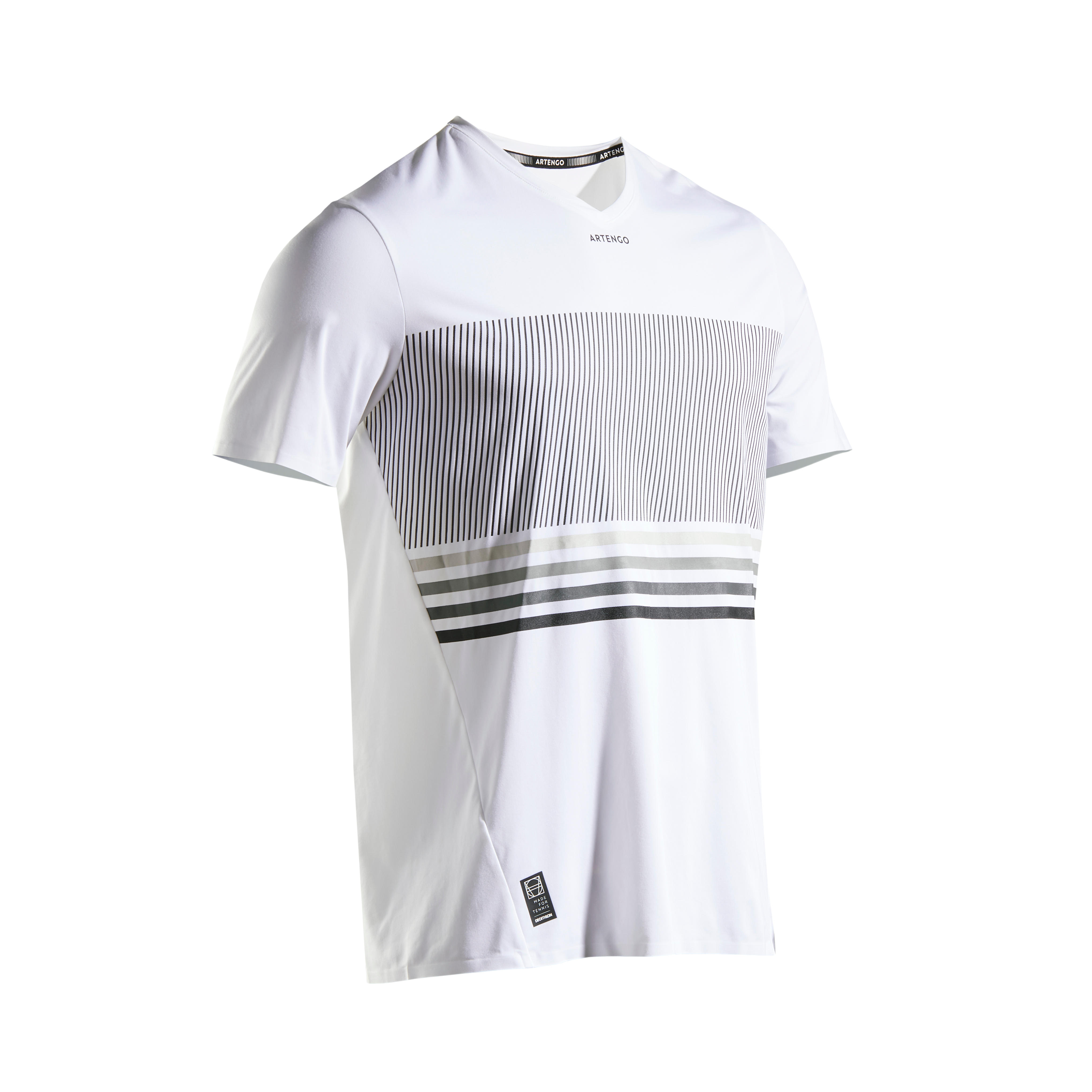 TEE SHIRT DE TENNIS HOMME TTS 900 LIGHT BLANC NOIR Decathlon