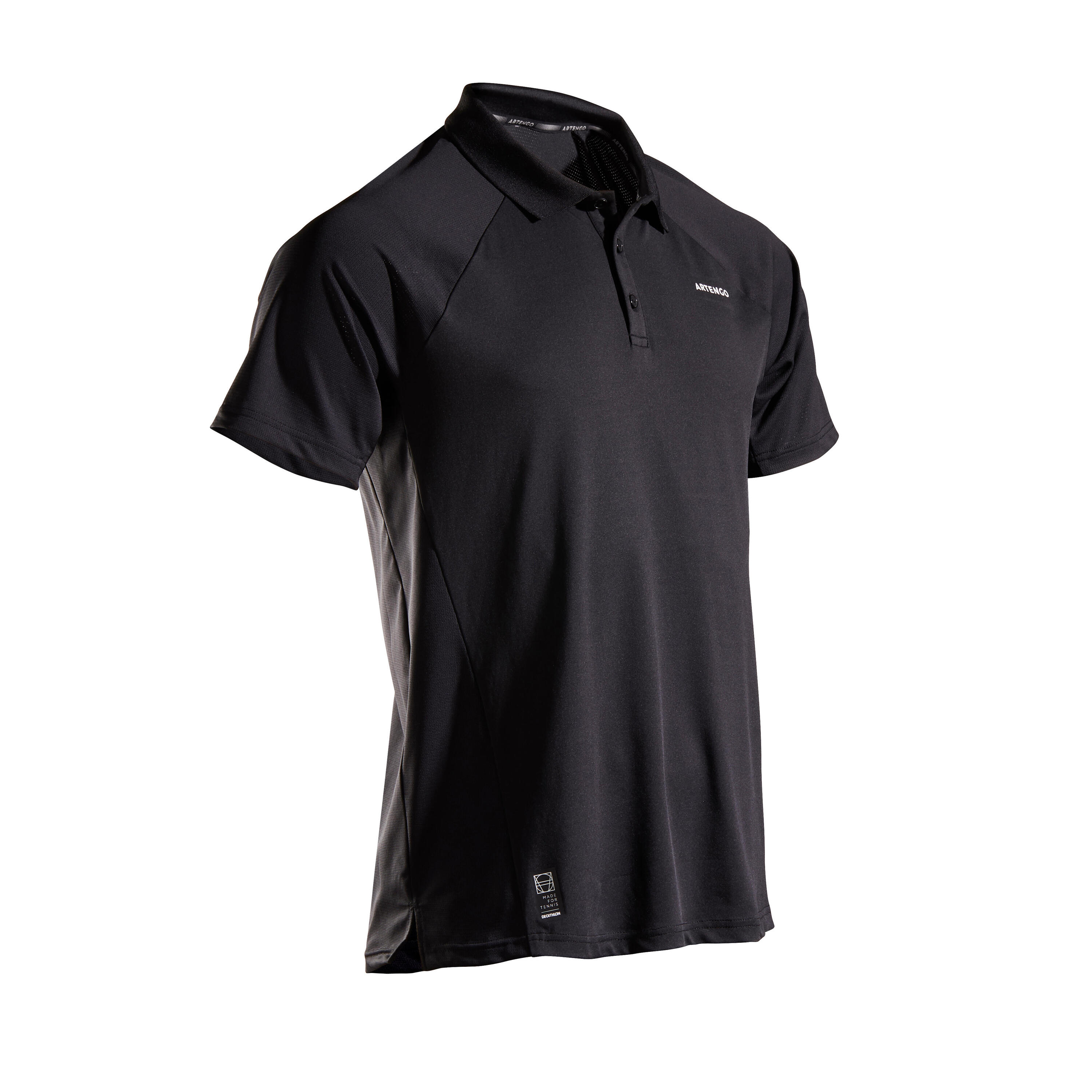 ARTENGO Men's Tennis Polo Shirt TPO 500 Dry - Black