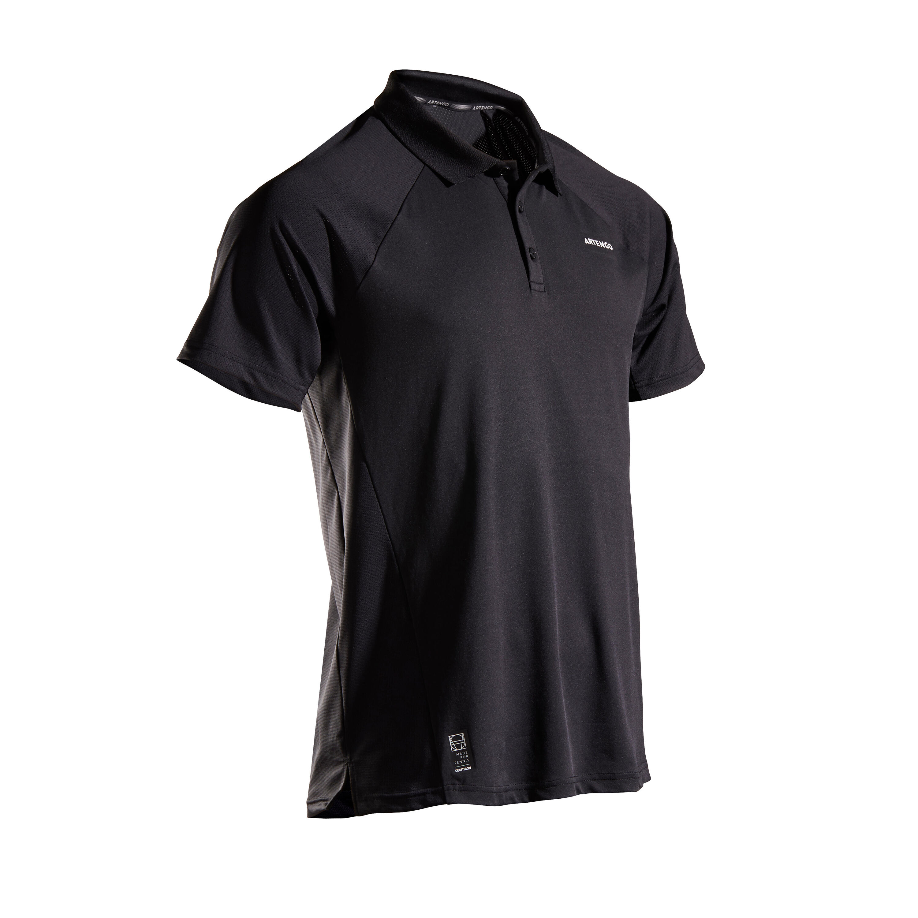 ARTENGO Men's Tennis Polo Shirt TPO 500 Dry - Black