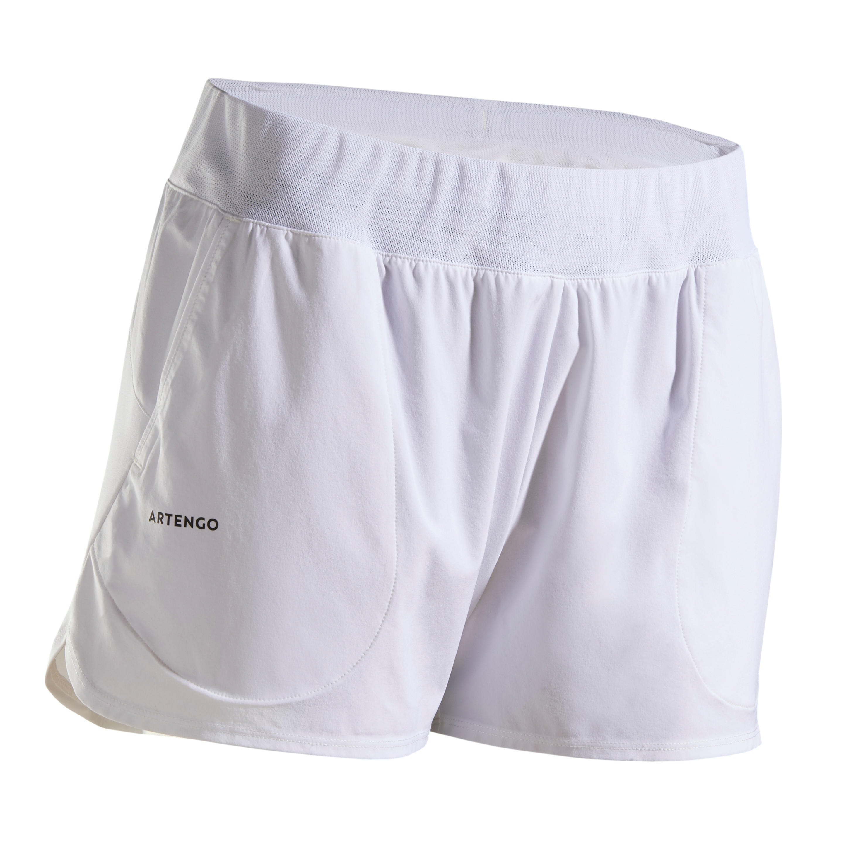 Pantaloncini da tennis dry soft da donna con tasca - Dry 500 bianco