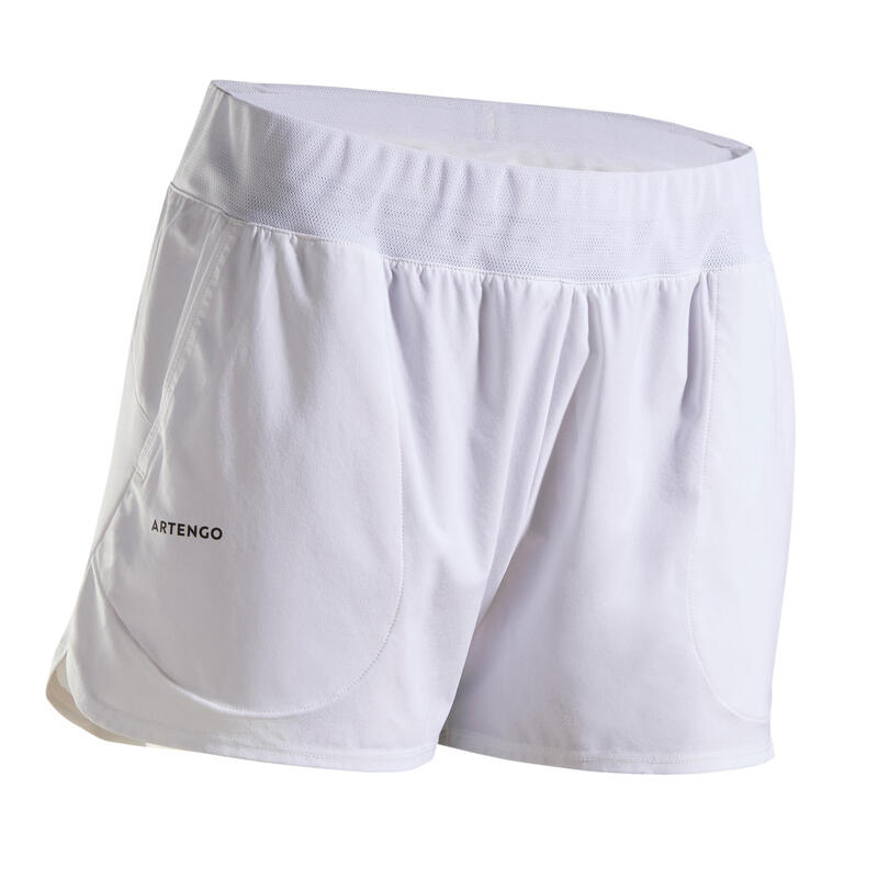 Short tennis dry soft à poche femme - Dry 500 blanc