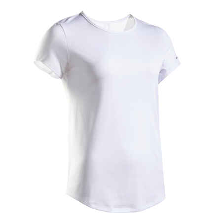 Damen Tennis T-Shirt - Essentiel 100 Rundhals weiss