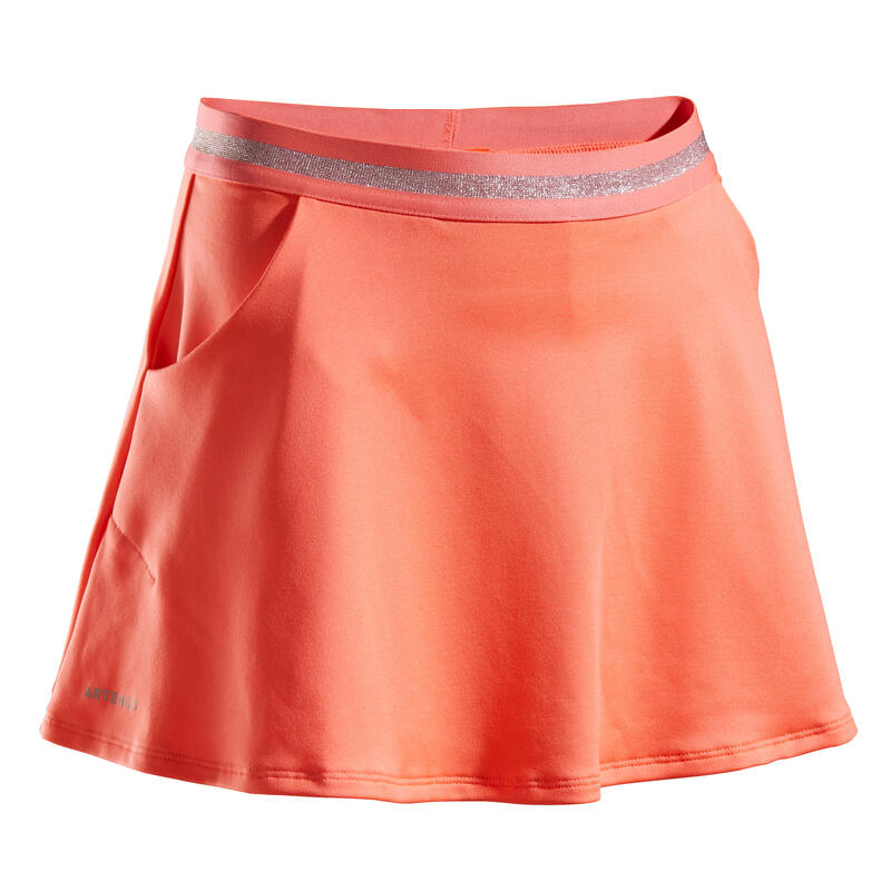Dívčí tenisová sukně 500 korálová