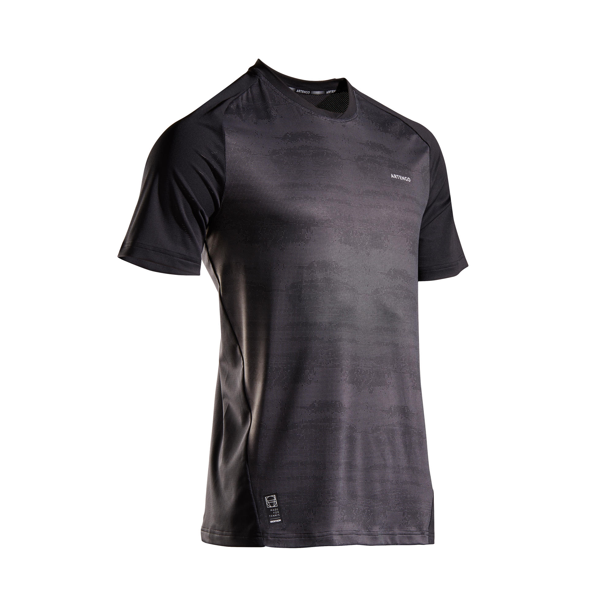 TEE SHIRT DE TENNIS HOMME TTS 500 DRY NOIR GRAPH artengo