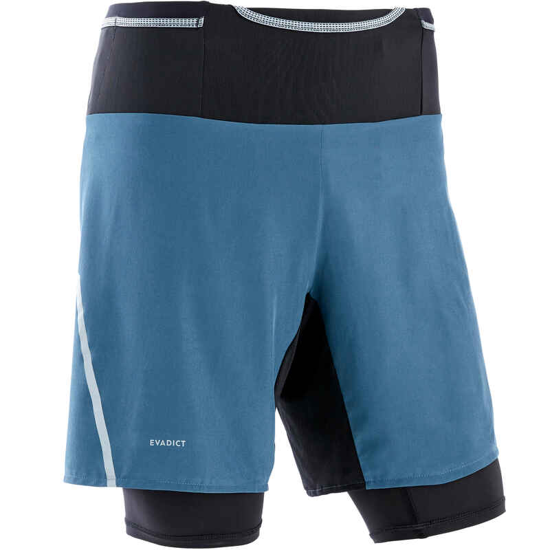 Korta tights/shorts för traillöpning COMFORT Herr grå/blå 