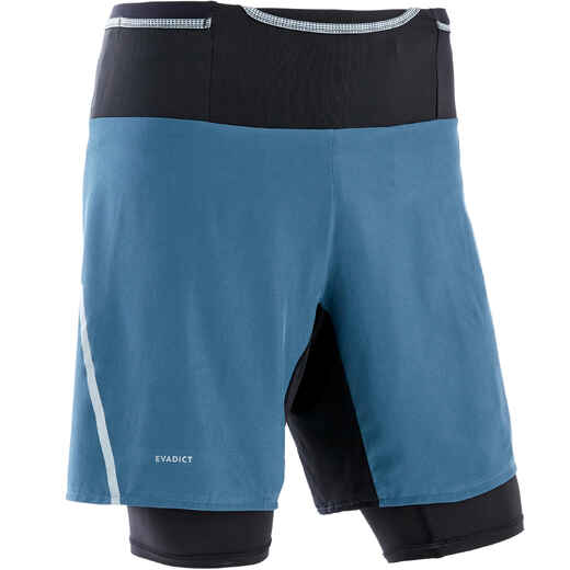 
      MEN'S COMFORT TRAIL RUNNING TIGHT SHORTS - GREY/BLUE
  