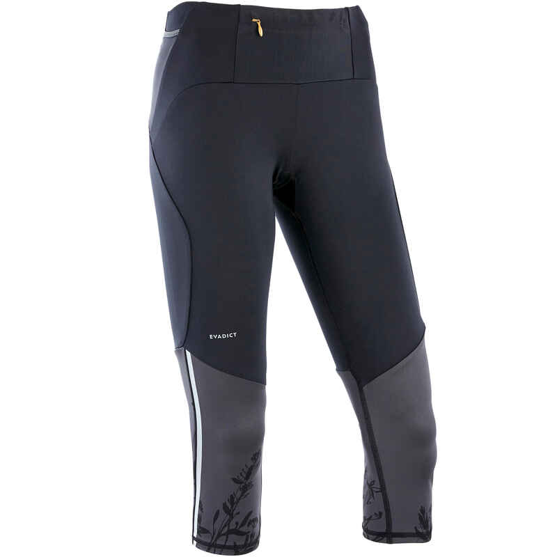 Women's Trail Running Cropped Bottoms black bronze Decathlon