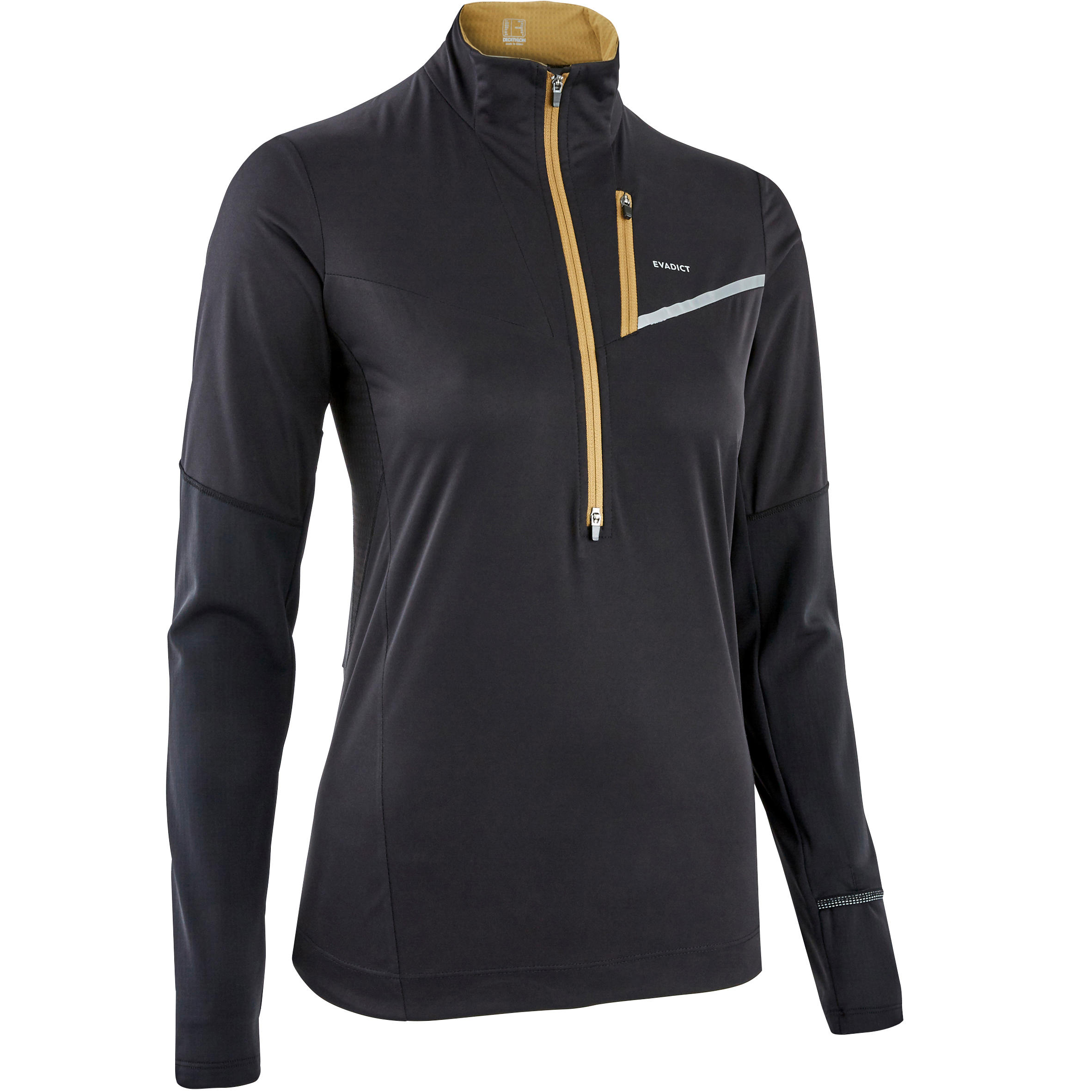 WOMEN'S TRAIL RUNNING LONG-SLEEVED SOFTSHELL JERSEY - BLACK/BRONZE 1/14