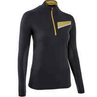 WOMEN'S LONG-SLEEVED TRAIL RUNNING ZIP JERSEY - BLACK/BRONZE