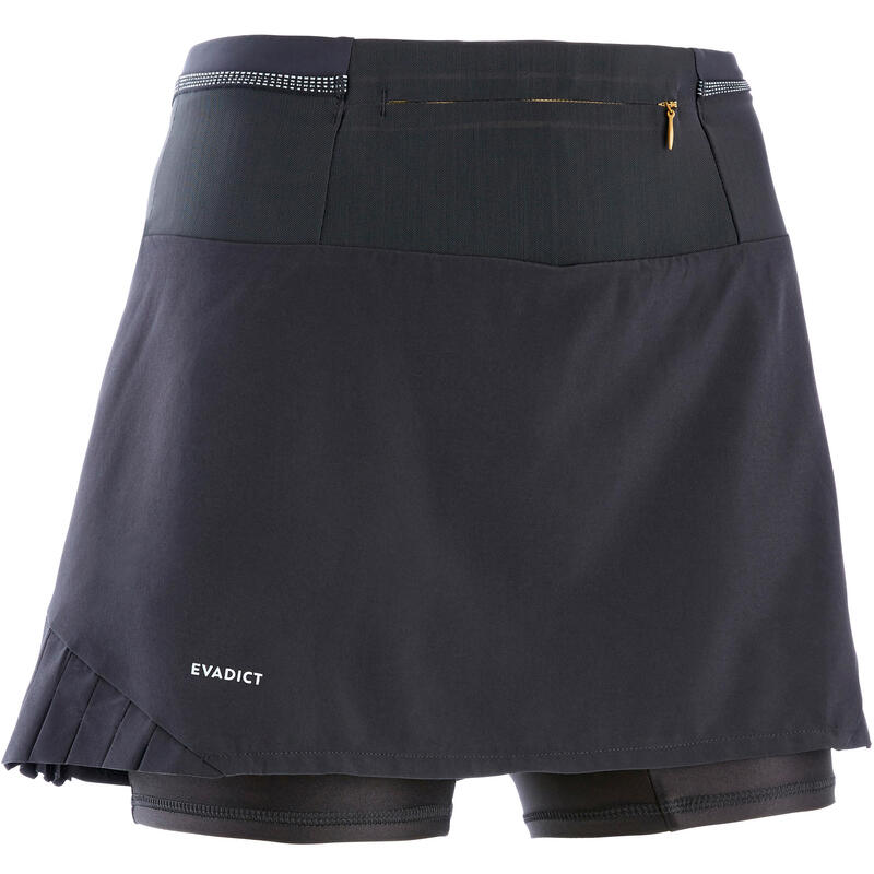 Fustă-Pantalon Alergare Trail Running Negru Damă