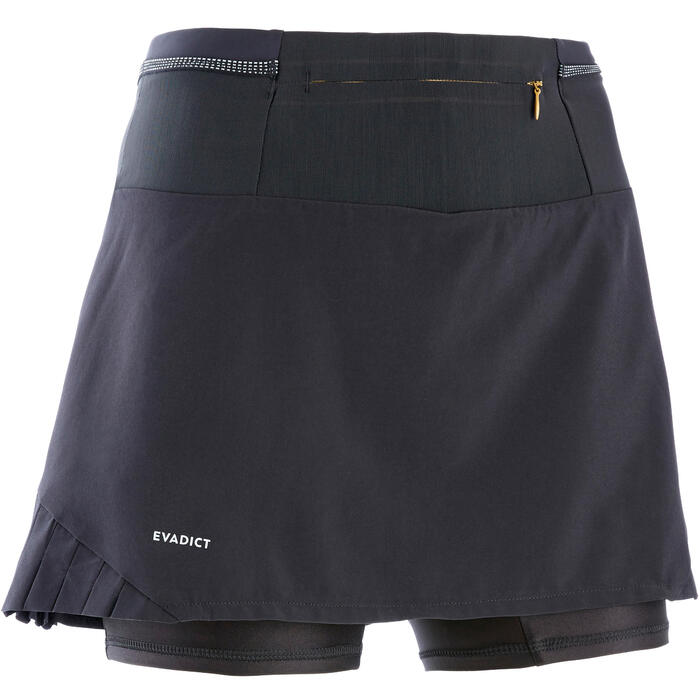 Jupe Short Trail Running Femme Noir Bronze Evadict Decathlon