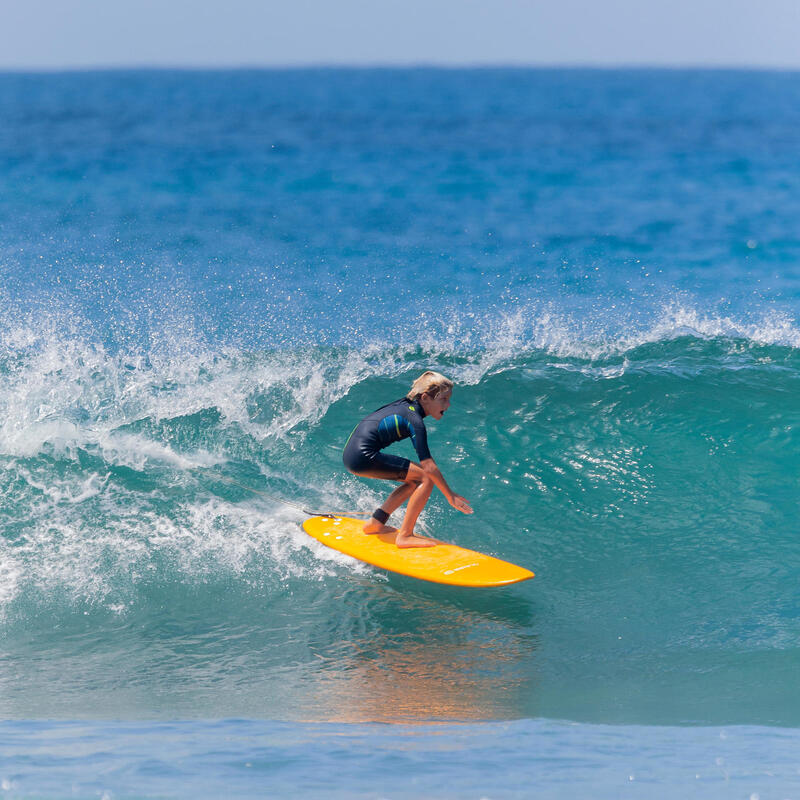 Placă spumă surf 500 6'. 1 leash şi 3 înotătoare 