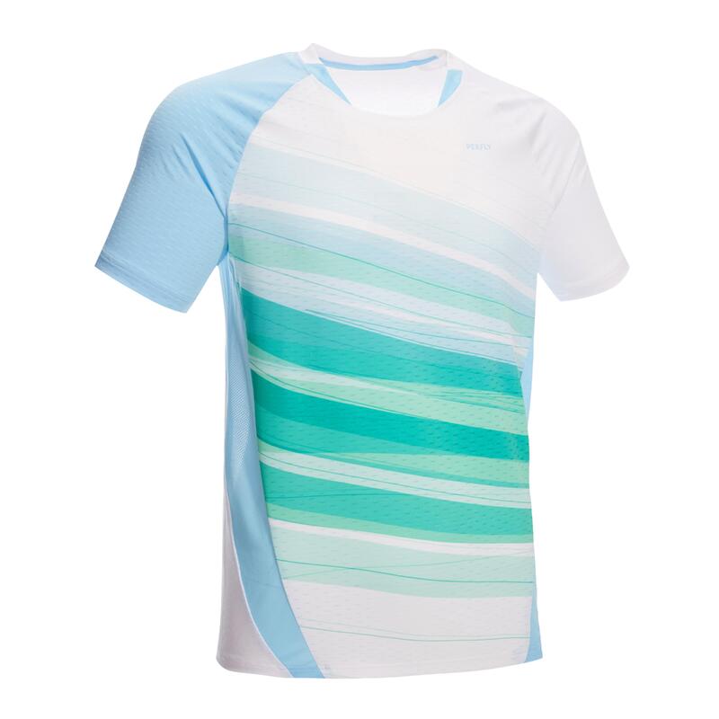 Pánské tričko na badminton 560 bílo-zeleno-modré 