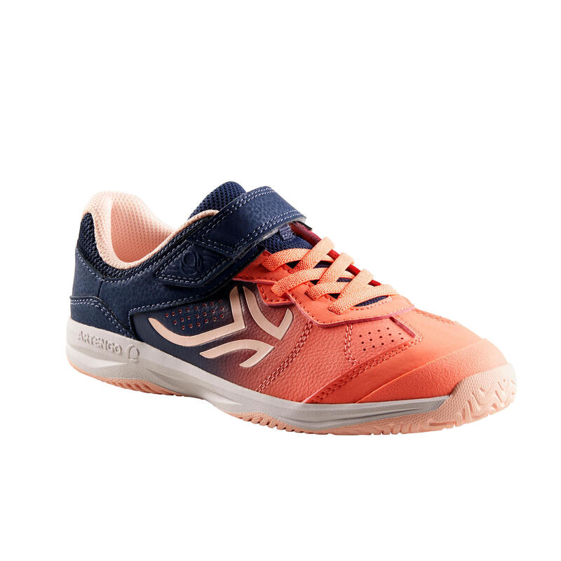 Zapatilla tenis con tira adherente Niños Artengo TS160 coral