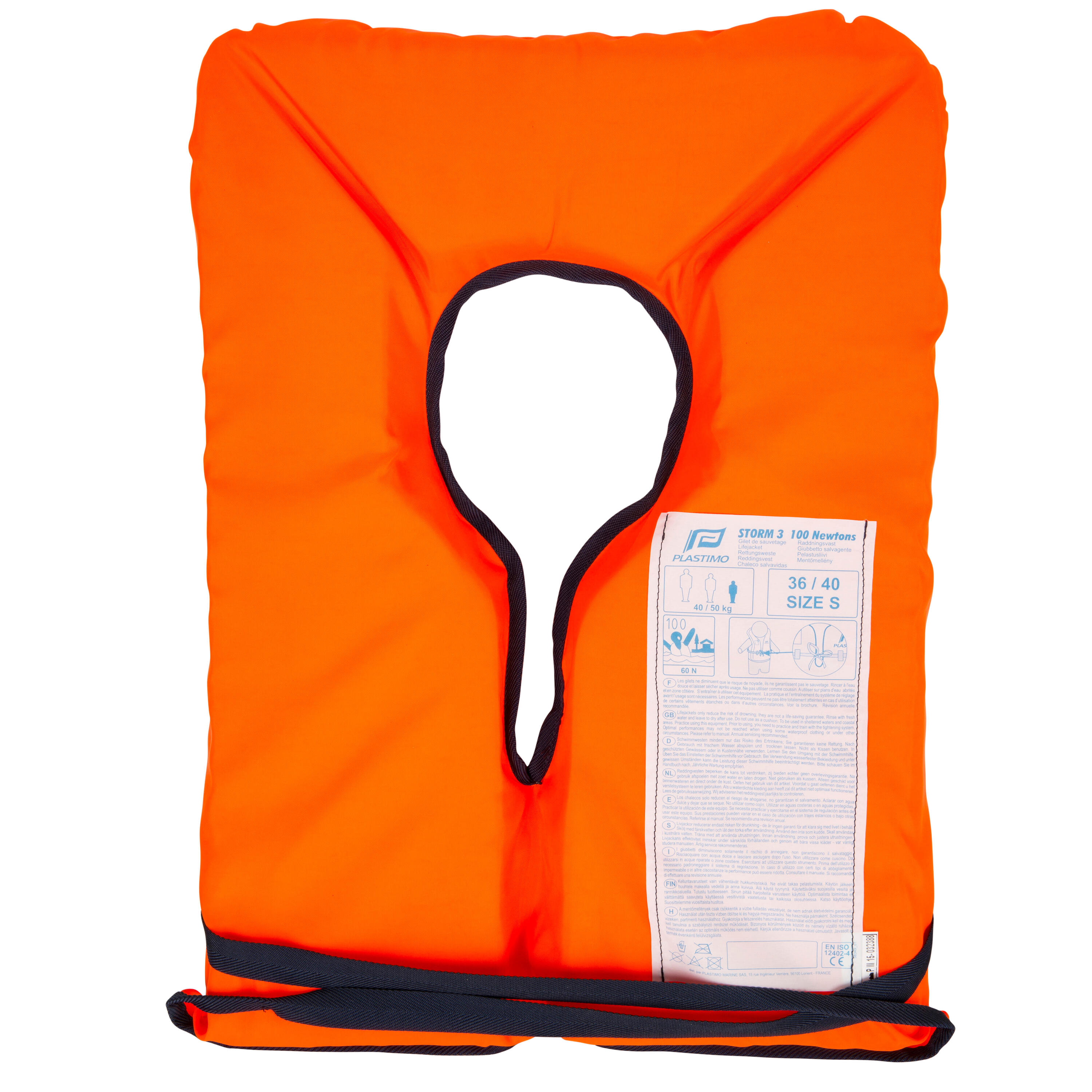 Storm 100N Adult Foam Life Vest - Orange 3/7