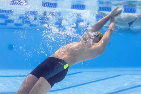 Чоловічі подовжені плавки 500 для плавання - Чорні/Сині