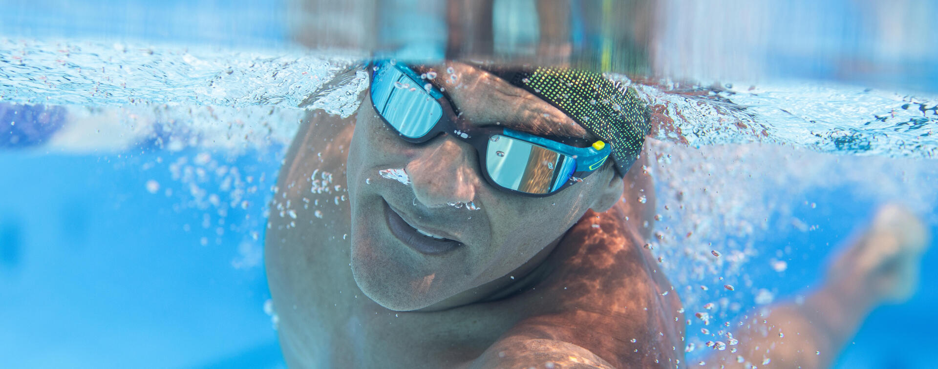 LUNETTES DE NATATION - SPIRIT TAILLE L - VERRES MIROIRS - NOIR / BLEU