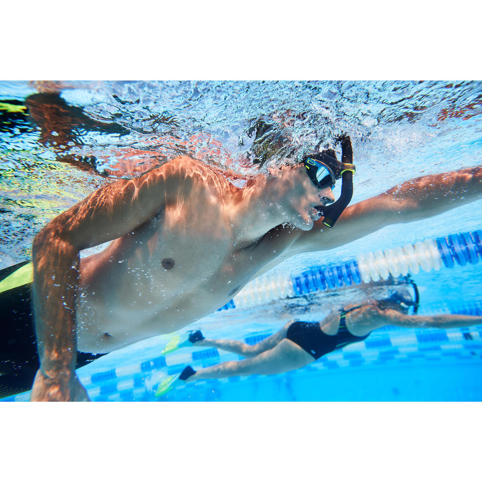 Tuba Frontal de Natation 500 taille L Bleu Jaune NABAIJI Decathlon