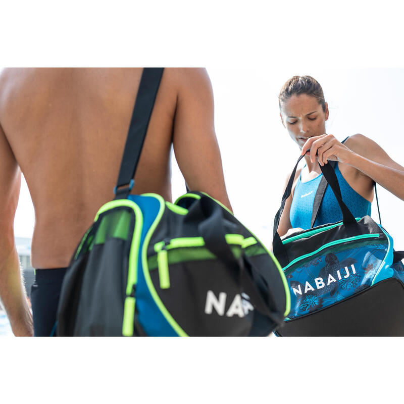 Bolsa 30 L compartimentos natación Nabaiji negro/verde flúor