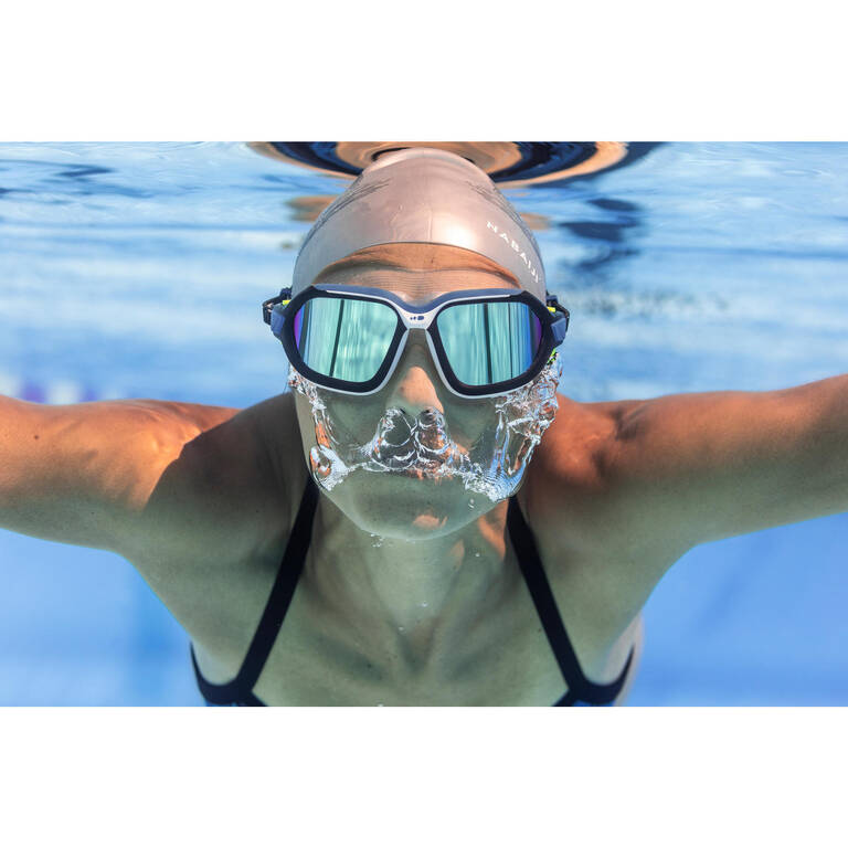 Swimming mask ACTIVE - Mirrored lenses - Size large - Black blue