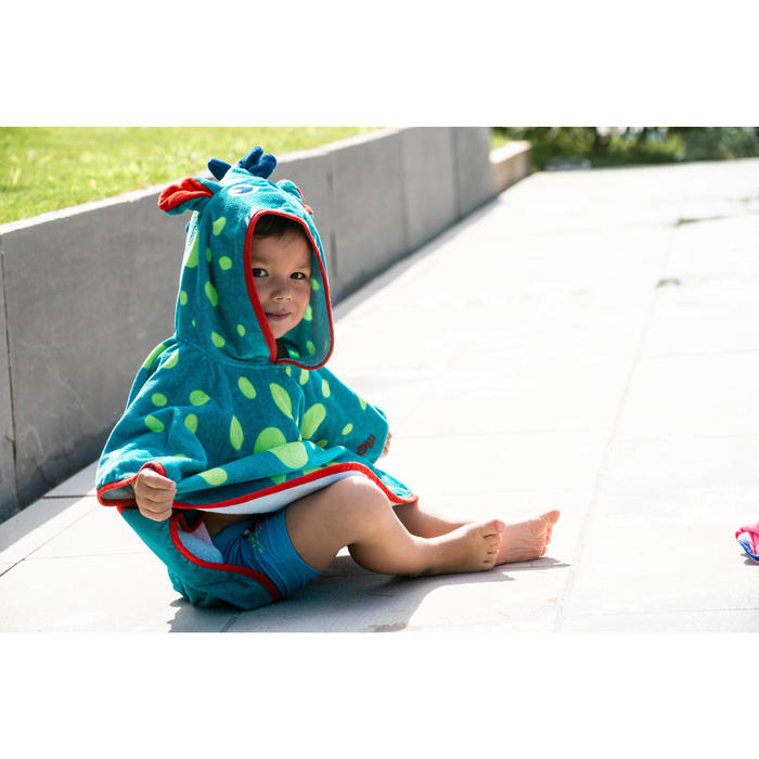 Poncho De Natacao Bebe Com Capuz Azul Verde Estampado Dragao Nabaiji Decathlon