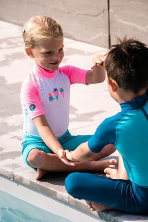 Комбинезон для плавания солнцезащитный детский с короткими рукавами