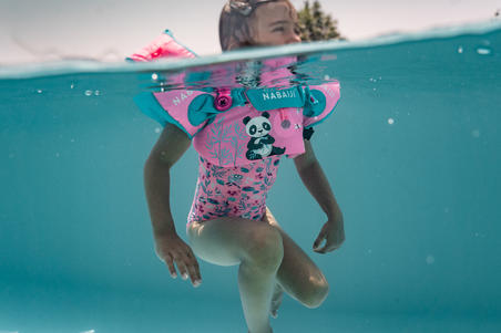 Kids’ Swimming Adjustable Pool Armbands-waistband 15 to 30 kg TISWIM “PANDAS” pink
