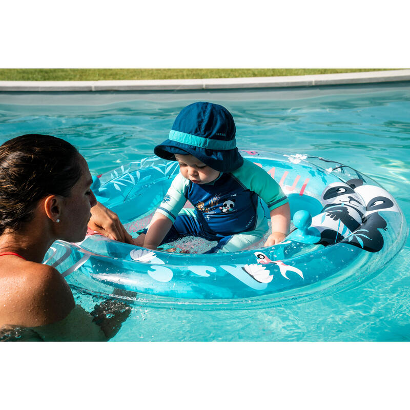 Bouée piscine plateforme d'éveil aquatique bébé "TINOA" imprimés "PANDAS"