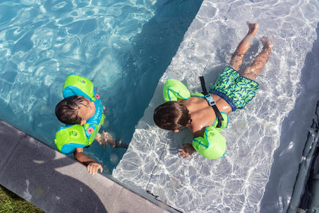 Плавки дитячі для плавання зелені з принтом