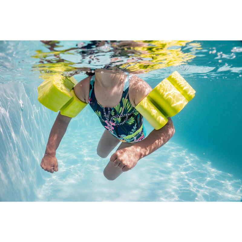 Brassards piscine en mousse vert avec sangle élastiquée pour enfant de 15-30 kg