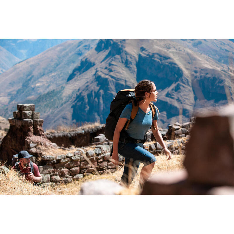 Pantalón desmontable montaña y trekking vaquero Mujer Forclaz Travel 100
