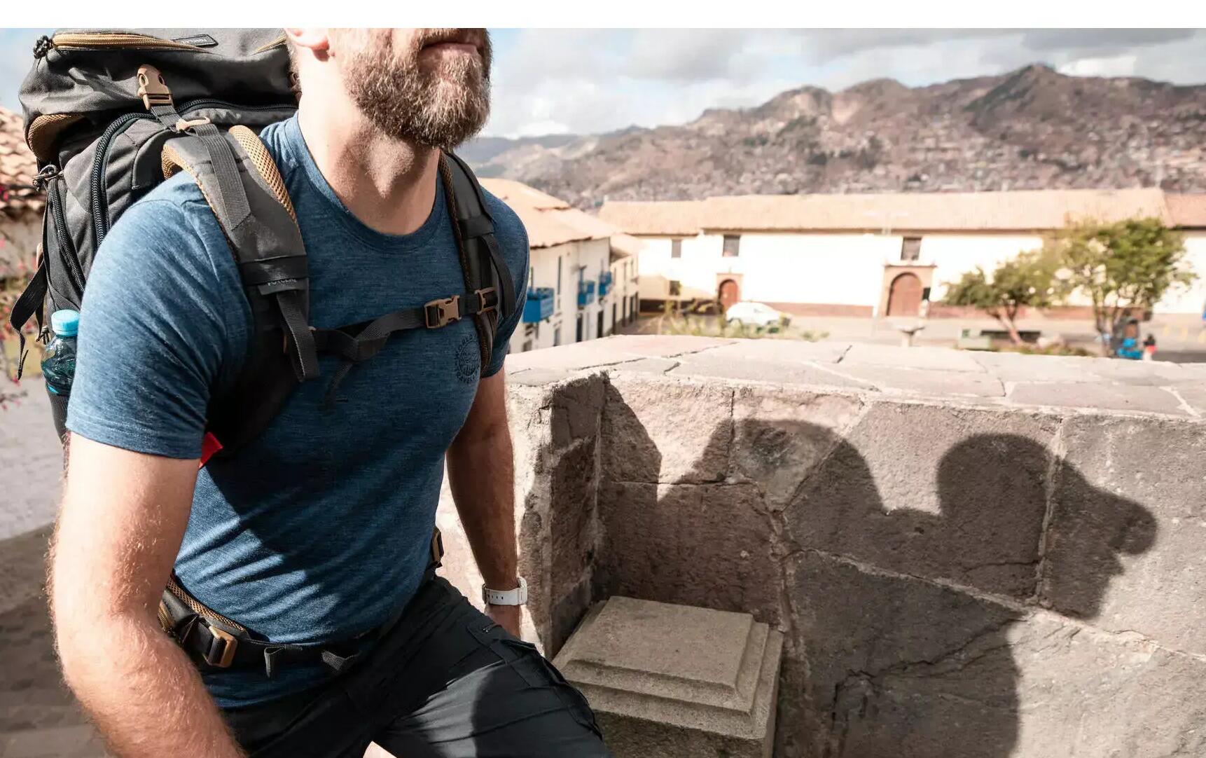 T-SHIRT MANCHES COURTES EN LAINE MÉRINOS TRAVEL 500 JAUNE