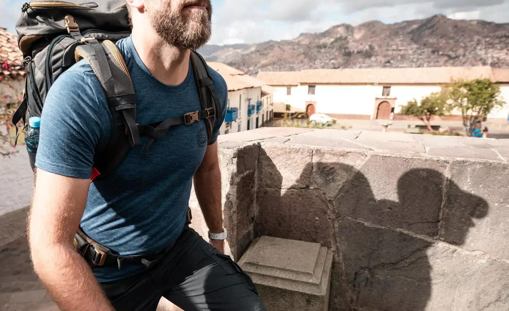 Merinoshirt Herren kurzarm Travel 500 gelb