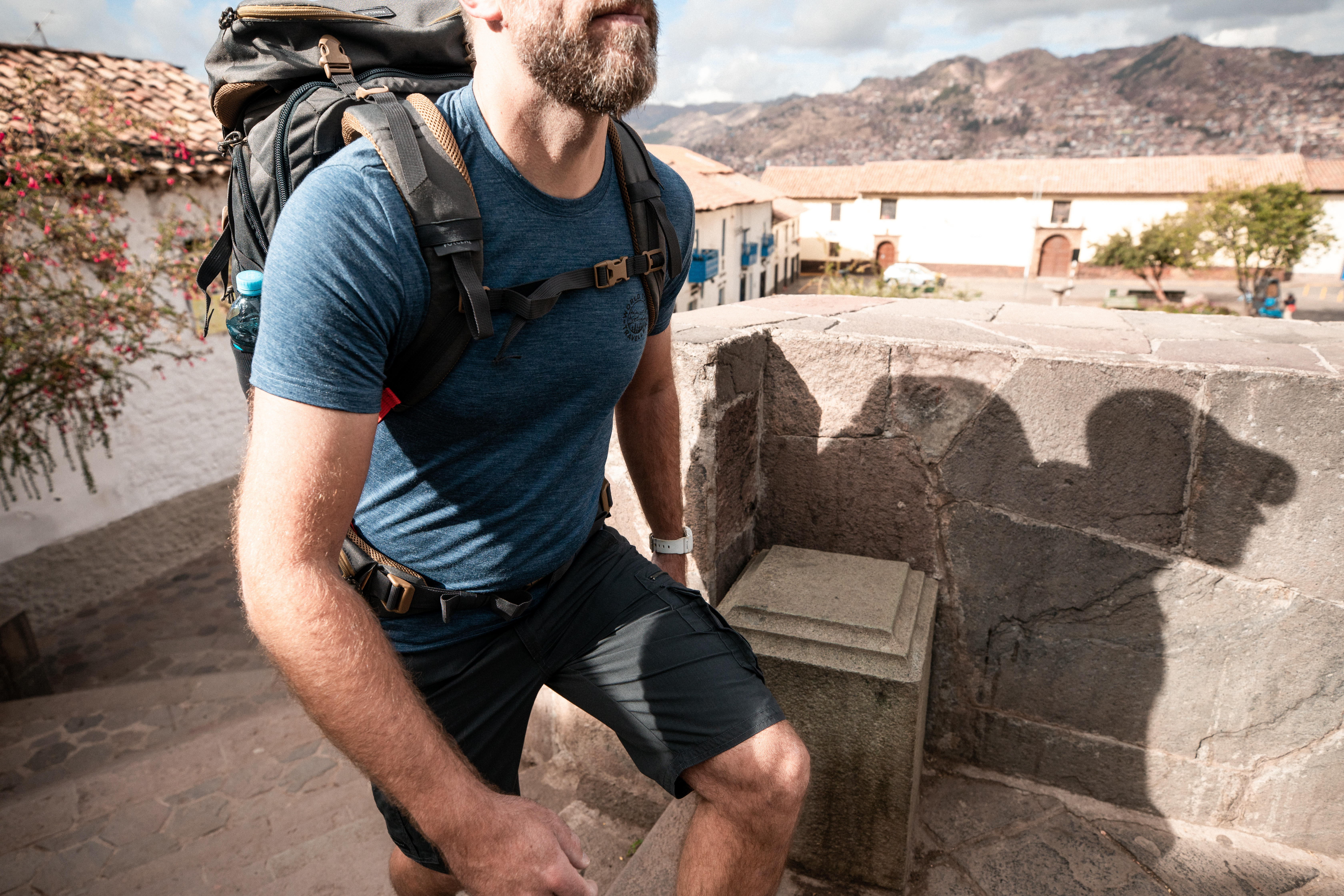 Men s Travel Trekking Cargo Shorts TRAVEL 100 Grey