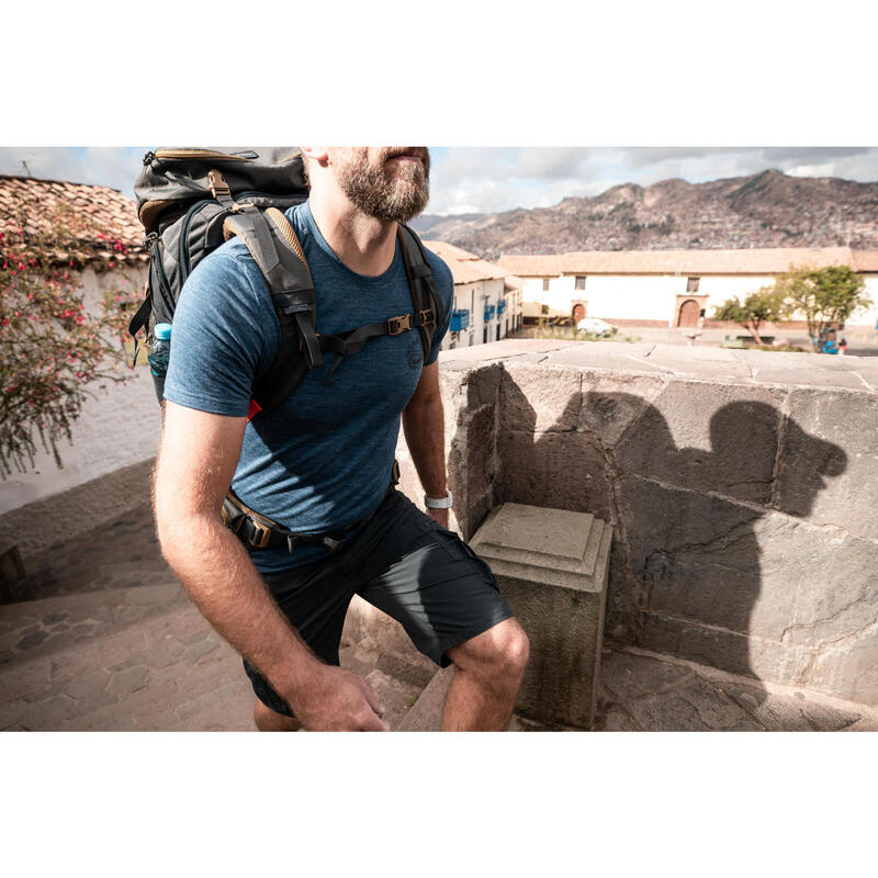 Calções de Trekking Viagem - TRAVEL 100 Homem Cinzento